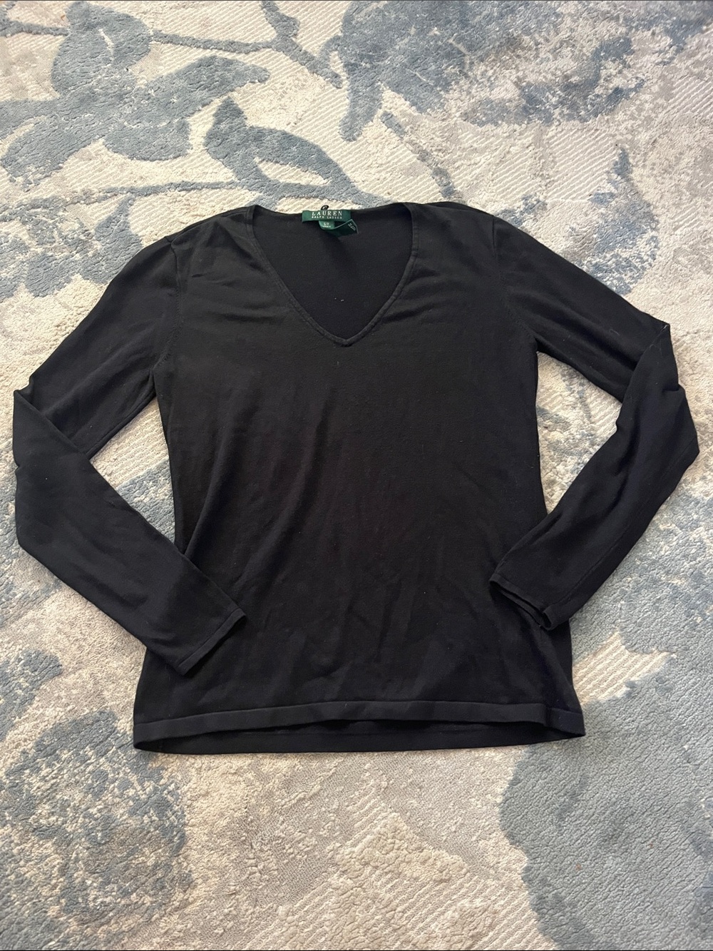 Lauren Ralph Lauren Black V-Neck Long Sleeve Top